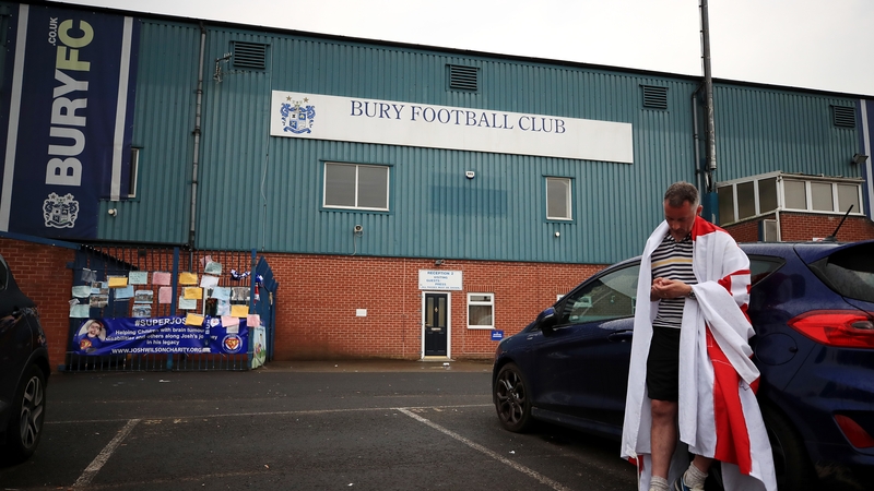 Fans outside Bury FC today