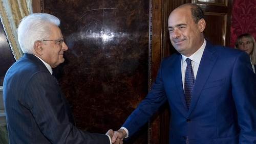 Italian President Sergio Mattarella (L) meets Democratic Party leader, Nicola Zingaretti, in Rome