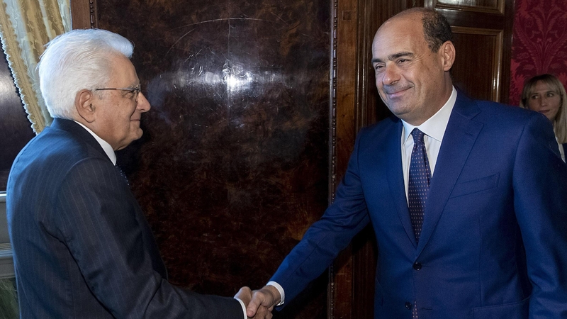 Italian President Sergio Mattarella (L) meets Democratic Party leader, Nicola Zingaretti, in Rome