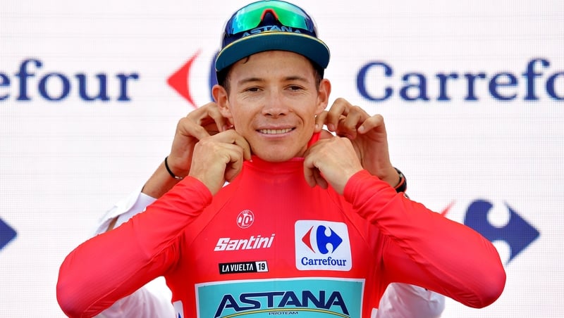 Miguel Angel Lopez has taken over the leader's red jersey