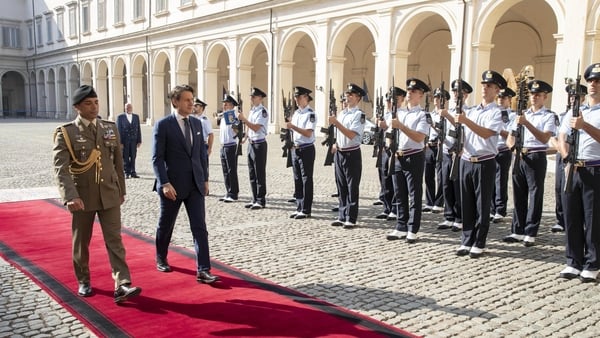 Italian Prime Minister Giuseppe Conte arriving at the Quirinal Palace in Rome today to meet President Sergio Mattarella