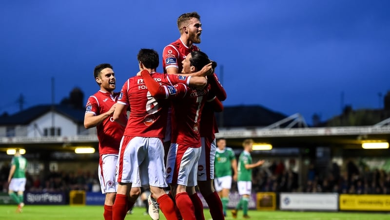 Ronan Coughlan celebrates a goal against Cork City
