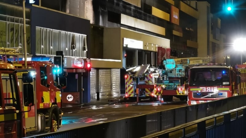 The blaze broke out just before 7pm at the multi-storey carpark in the Douglas Village Shopping Centre