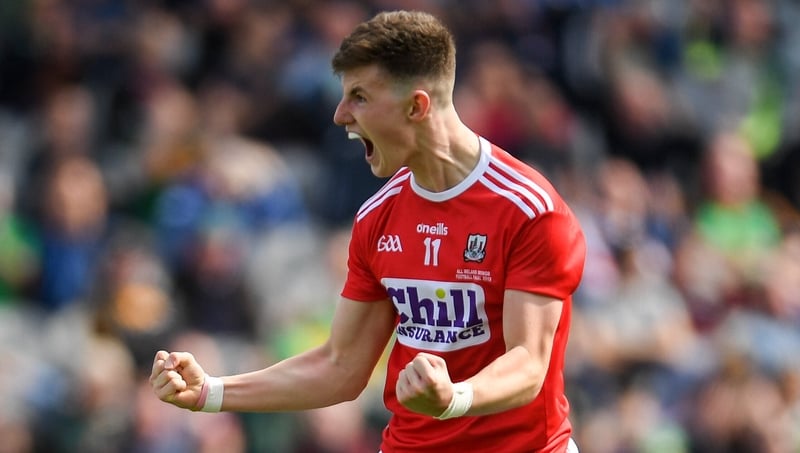 Conor Corbett celebrates scoring Cork's second goal