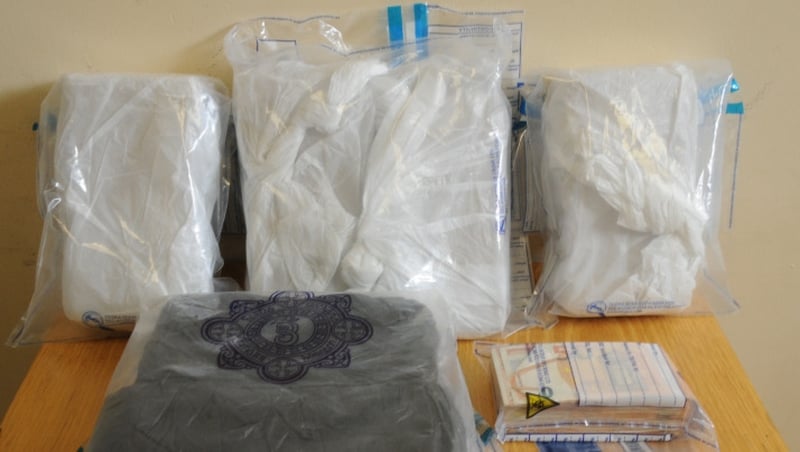 Gardaí said 7kg of heroin were discovered during searches