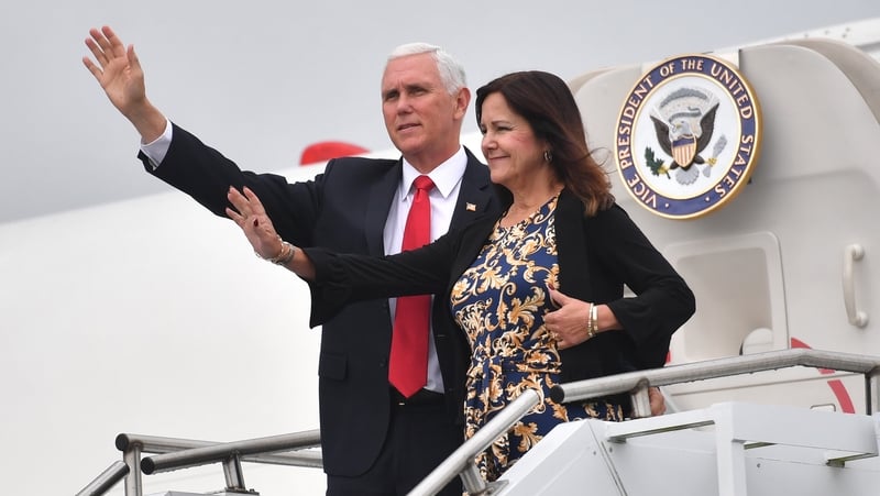 US Vice President Mike Pence and his wife Karen arrive at Shannon airport
