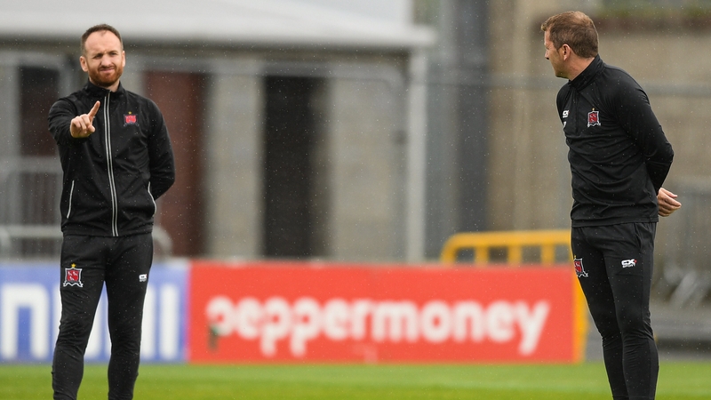Stephen O'Donnell and Vinny Perth on the Dundalk training ground