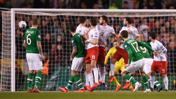 Conor Hourihane found the net from a free kick against Georgia