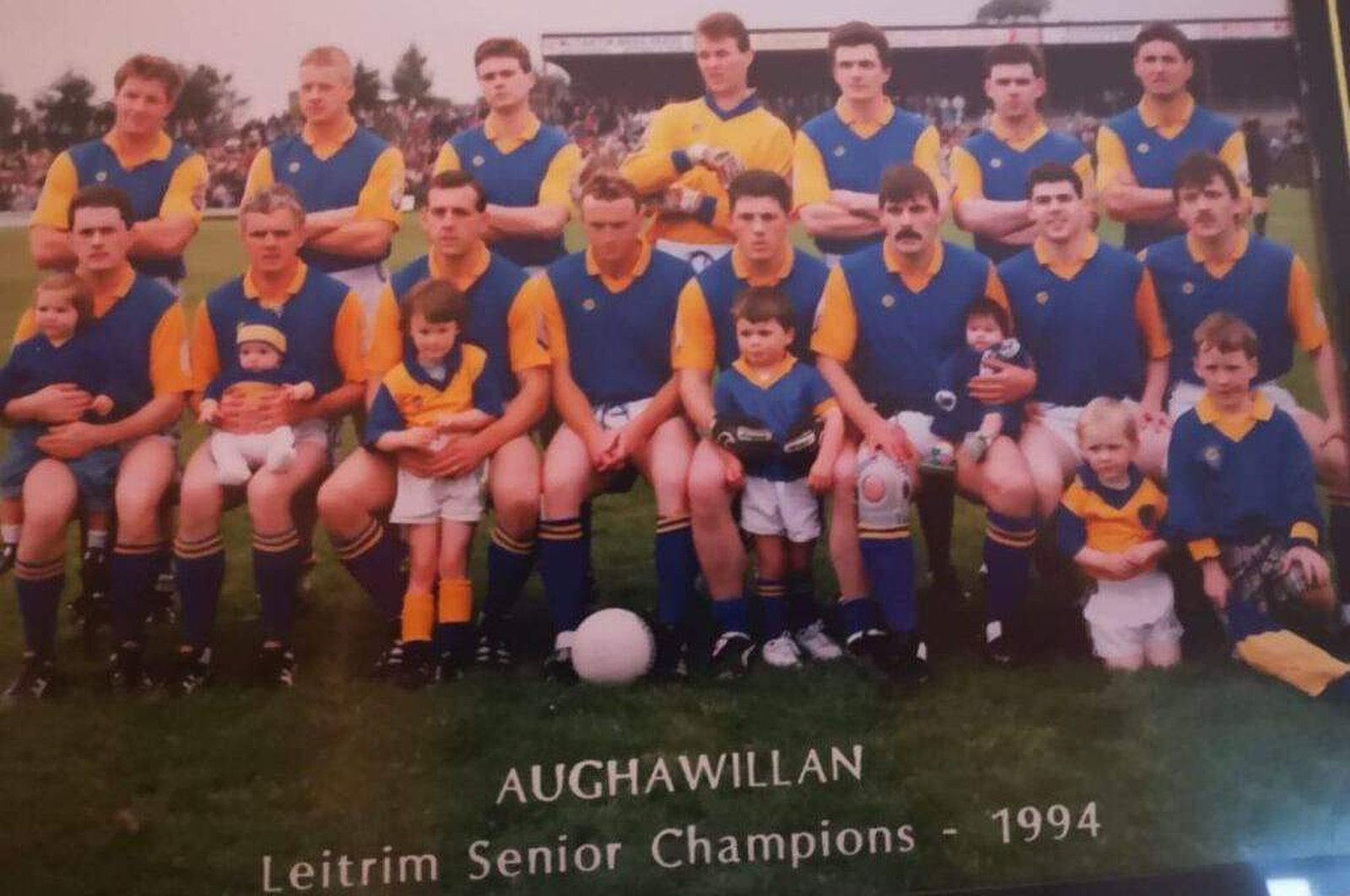 Martin Flanagan is in the backrow, far left, alongside Declan D'Arcy, with Martin Prior centre stage
