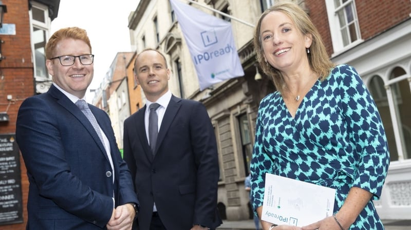 Adam Bohill, Niall Jones and Orla O'Gorman from Euronext Dublin pictured at the launch of the IPO ready programme