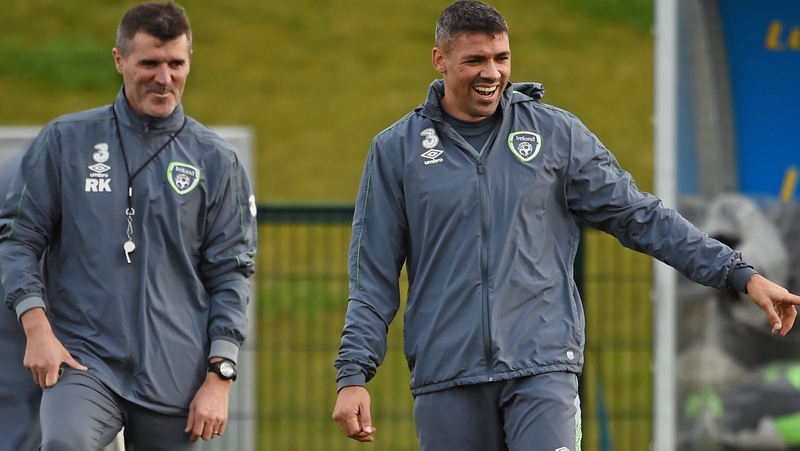 Jonathan Walters (R) with Roy Keane during Ireland camp back in 2015