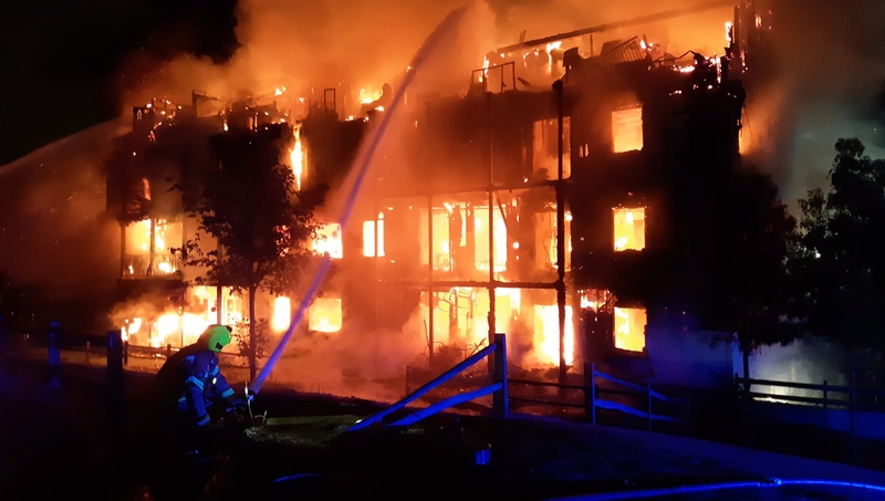 The fire destroyed the four-storey building in southwest London
