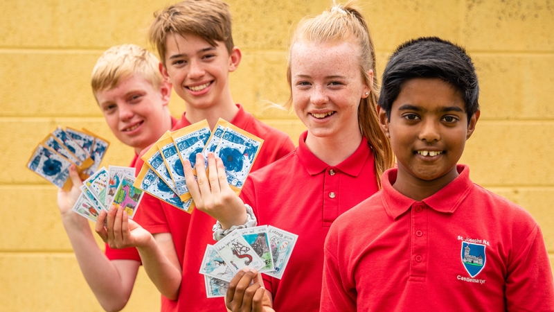 Pupils from Castlemartyr National School in Co Cork pictured with their JEP product, 'Galacktyco Trading Cards'
