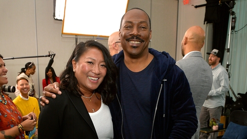 Eddie Murphy with his Golden Child co-star Jasmin Reate