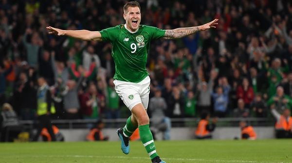 James Collins celebrates his first Ireland goal, which came against Bulgaria in 2019