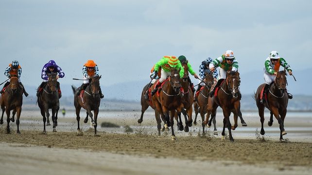 Kickback and don't relax - Royal Admiral and his opponents send the sand flying in the O'Neills Sports (Q.R.) Handicap