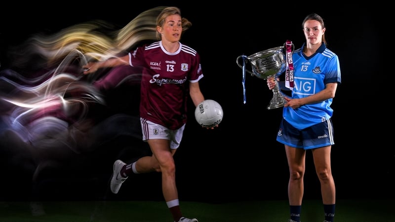 Team captains Tracey Leonard of Galway and Dublin's Sinéad Aherne