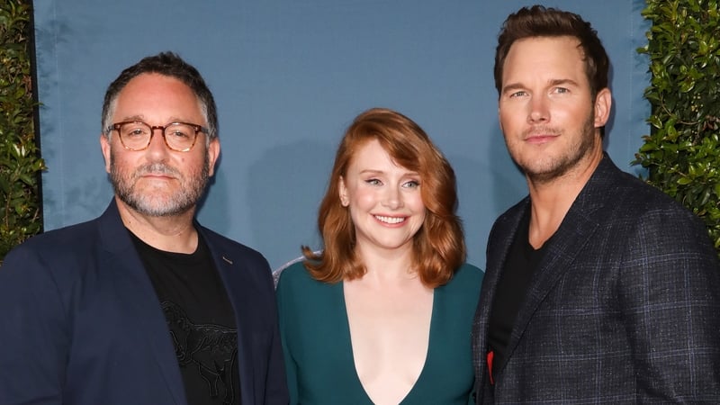 Director Colin Trevorrow and Jurassic World stars Bryce Dallas Howard and Chris Pratt