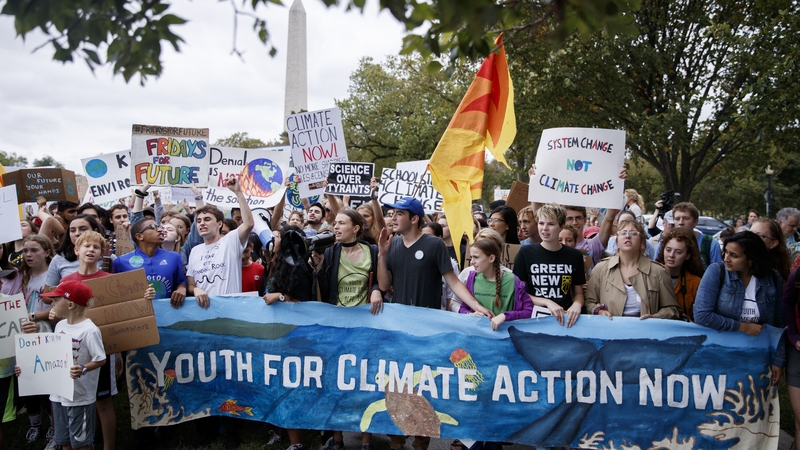Hundreds of mostly young people gathered across the street from the White House for the protest