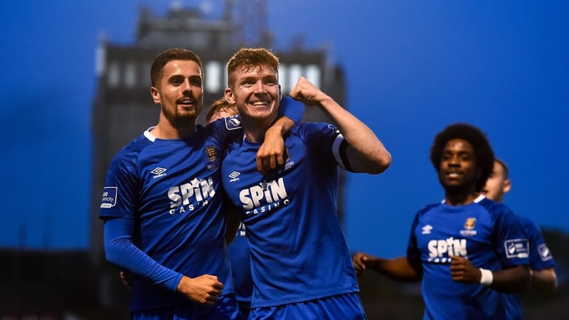 Rory Feely celebrates opening the scoring at Dalymount Park