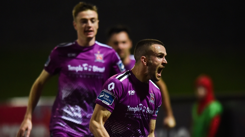 Michael Duffy celebrates after equalising in the first half