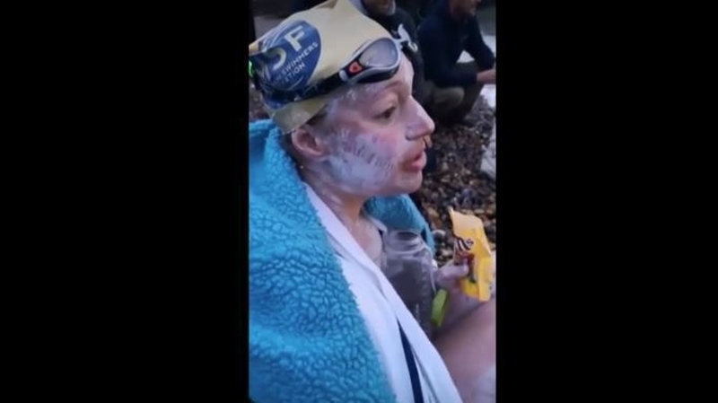 Sarah Thomas performed her record-breaking swim a year after receiving treatment for breast cancer (Pic: Channel Swimming Academy)