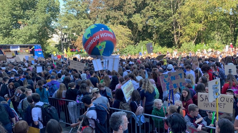 Students in Dublin were joined a range of adult organisations, including trade unions