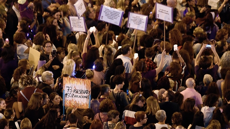 Protesters carried banners reading "We don't want to carry on counting victims"
