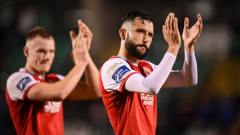 David Webster (R) and Ciaran Kelly salute the St Pat's fans in Tallaght