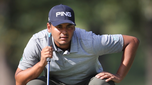 The Colombian eyes up a putt on the 15th