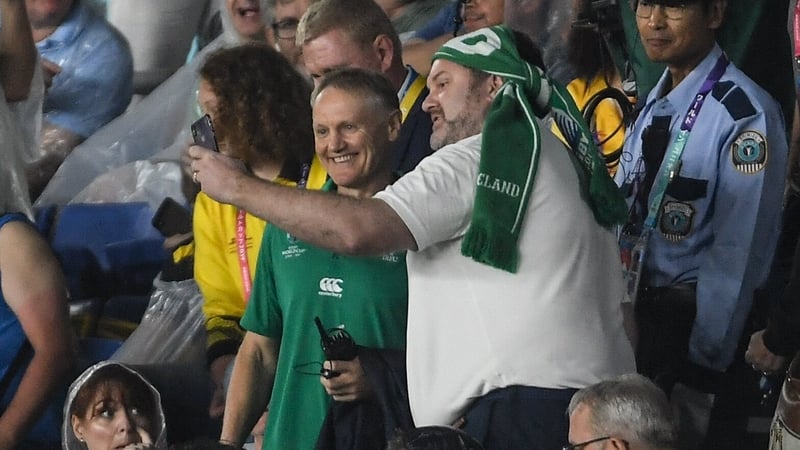 Joe Schmidt mixes with fans in Yokohama
