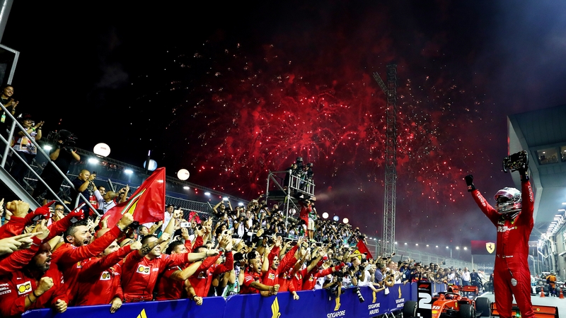 Sebastian Vettel celebrates his victory
