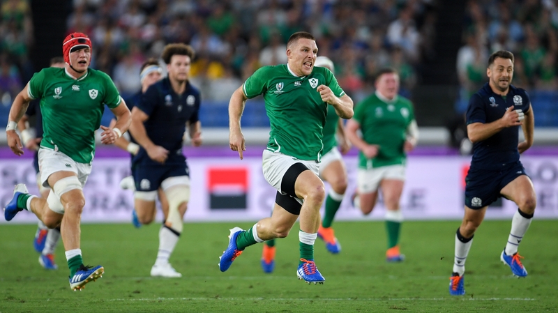 Andrew Conway was one of the Ireland try scorers against Scotland in Yokohama