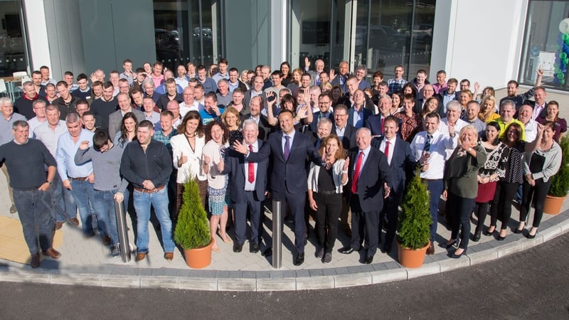 Taoiseach Leo Varadkar pictured with employees of Fort Wayne Metals at the official opening of a new manufacturing facility in Castlebar