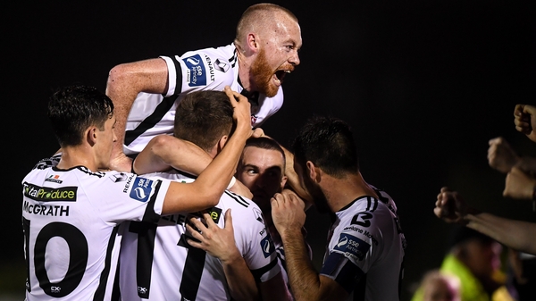 Chris Shields acknowledges the Dundalk faithful