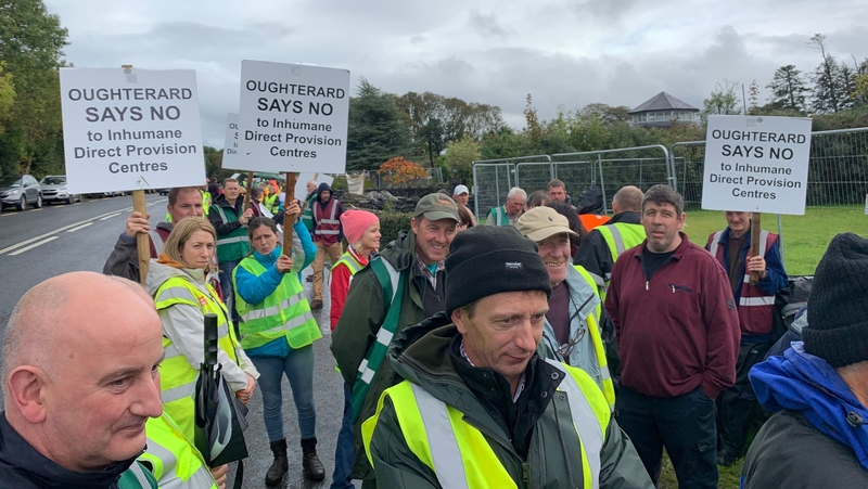 People gathered at demonstration in the town