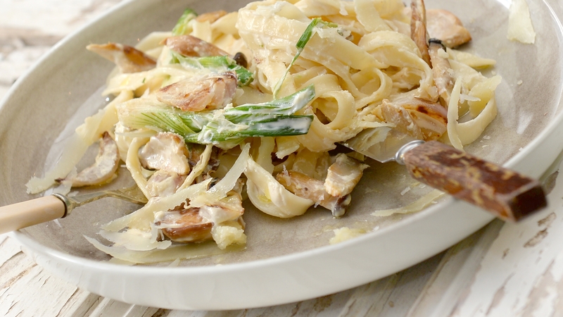 Creamy Mushroom, Bacon & Chicken Tagliatelle