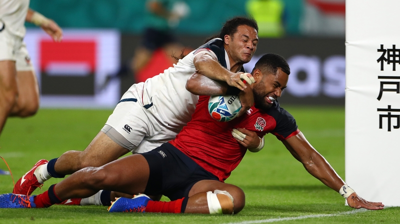 Joe Cokanasiga goes over for England's seventh try