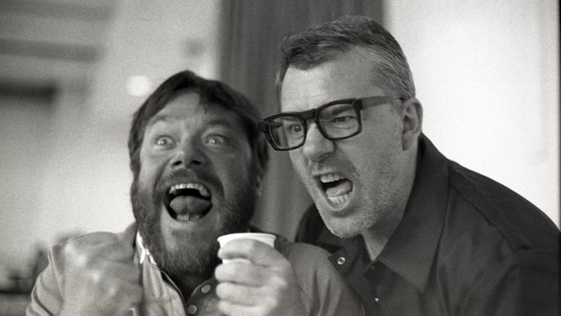 Actor Peter Gaynor and Dylan Tighe in rehearsals for Pasolini's Salò Redubbed