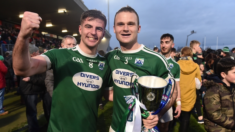Daire O'Baoill and Neil McGee celebrate last year's Ulster win with Gaoth Dobhair