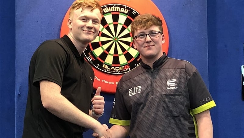 Keane Barry (r) is a rising star in the world of darts (Pic: JDC)