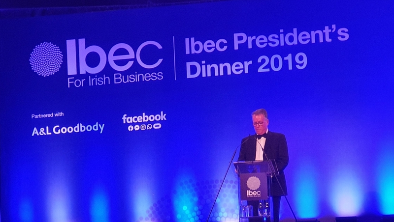The incoming president of Ibec, Pat McCann spoke at the organisation's annual President's dinner in Dublin