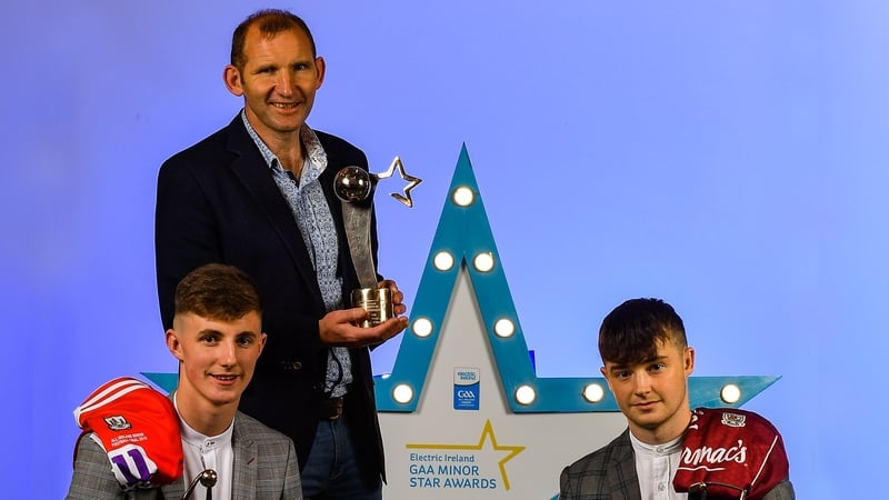 Corbett and McDonagh at the minor star awards along with Fergal O'Donnell who picked up the special merit award