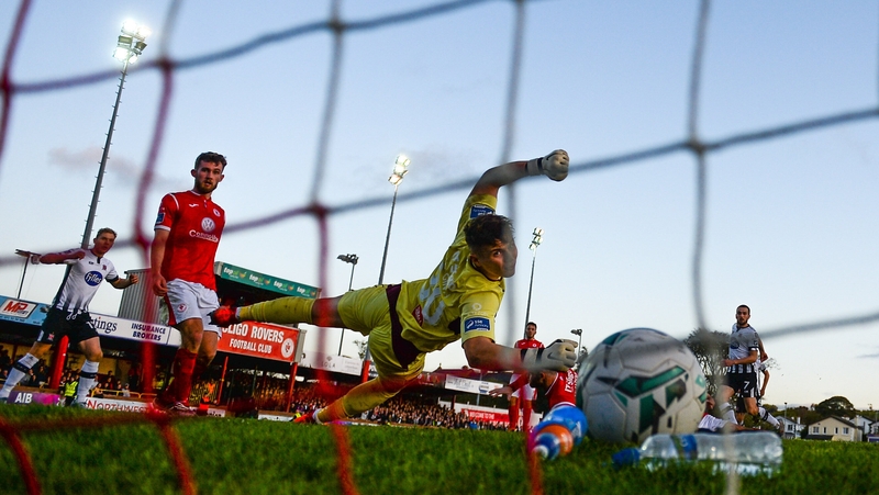 Sligo keeper Ed McGinty can do nothing about Michael Duffy's winner