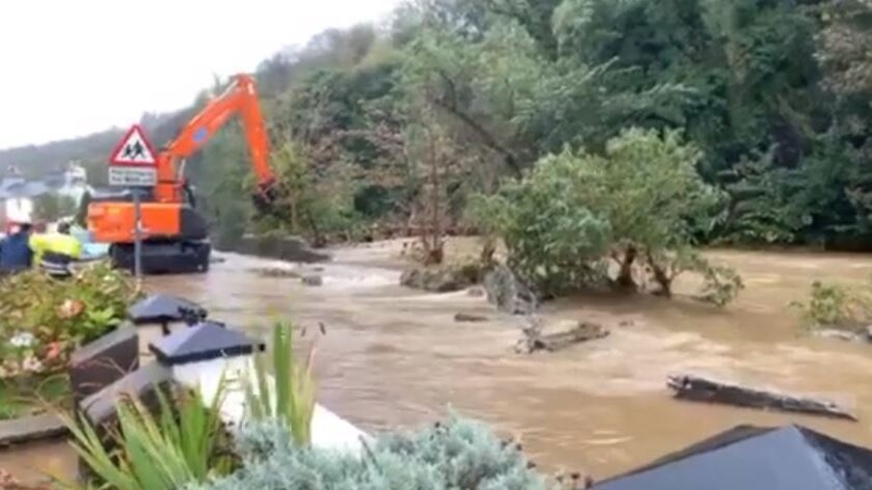 Floodwater from a local river surged through the streets of the village of Laxey [Pic: Isle of Man Constabulary Facebook page]