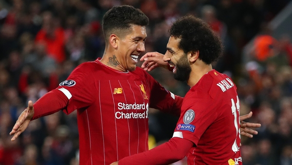 Firmino celebrates Salah's later winner