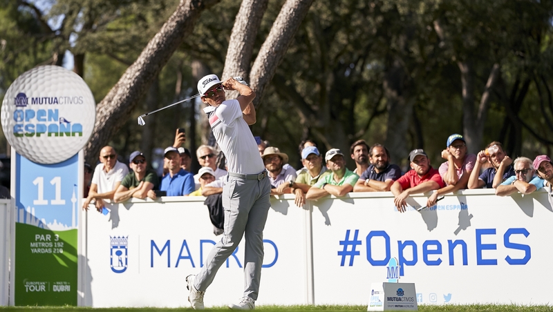 Cabrera Bello tees off from the eleventh