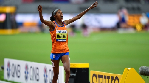Hassan crosses the line in first