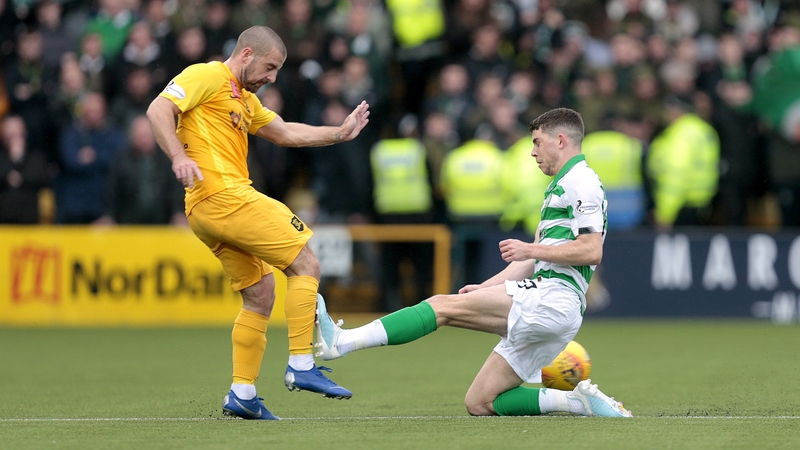 Ryan Christie was shown an early red card for Celtic