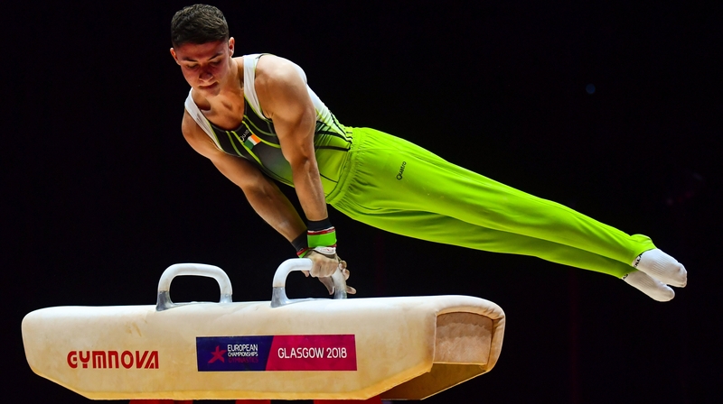 The County Down man in action on the pommel horse